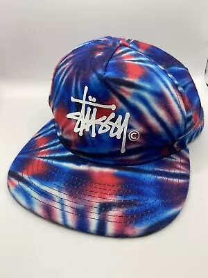 STUSSY - Tie Dye Hat / Cap Snapback Adjustable Adult Size - Red Purple White  • $29.95