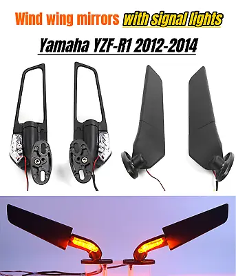 Motorcycle LED Turn Signal Lights Wind Wing Mirrors For Yamaha 2012-2014 YZF-R1 • $45.50