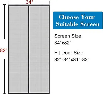 Shatex Magnetic Screen Door Heavy Duty Fiberglass Mesh Curtain Hands-free Black • $22.99