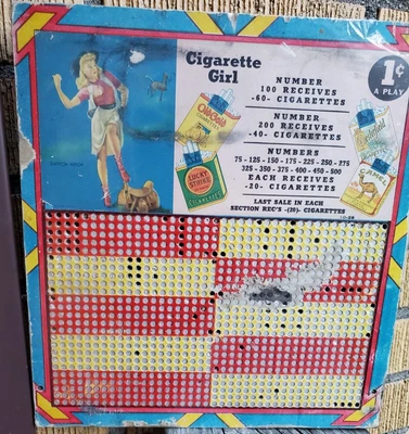 $8.88 • Buy Vintage Tobacco Advertisement Cigarette Girl Penny PUNCH BOARD