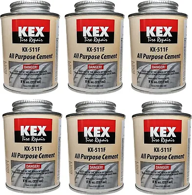 6 Kex Cold Vulcanizing Rubber Tire And Tube Patch Plug Repair Cement 8oz Cans • $55.99