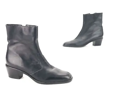 Vintage Selby Stormy Heeled Ankle Bootie Black Faux Leather Boots Women’s 6.5 • $4.63