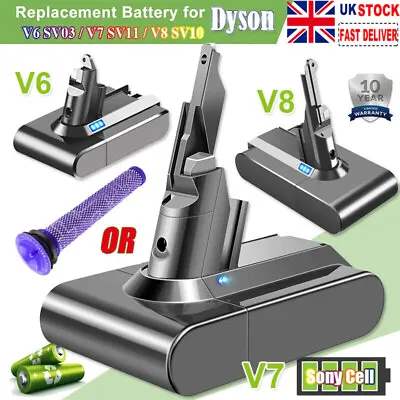 £29.99 • Buy 8.0Ah For Dyson V6 V7 V8 V11 SV11 SV12 Battery Animal Absolute Vacuum Filter