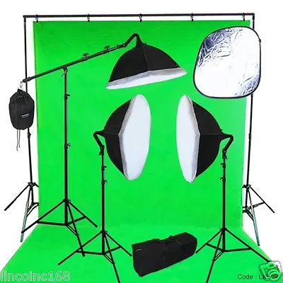 10 X 13 Chromakey Green Screen Studio Lighting Kit W/ Backdrop Stand Light  • $239