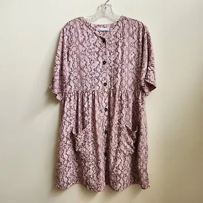 $12.92 • Buy Zara Kids Dress Big Girls Size 13-14 Pink Graphic Button Up Short Sleeve Summer