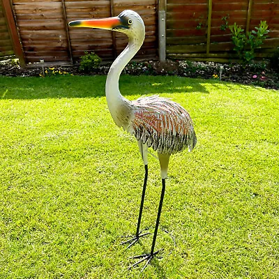 Large Stork Garden Ornament Metal White Bird Sculpture Lawn Patio Pond Decor Art • £31.99