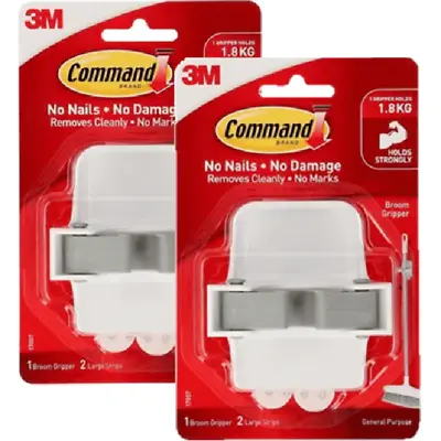 NEW 2 Pack 3M Command Broom Duster Handle Holder Gripper 1.8Kg Adhesive • $29.95