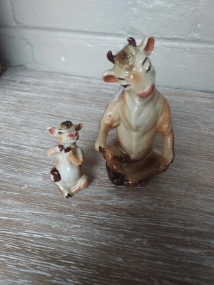 $25 • Buy Vintage Mother Cow & Baby Calf Salt & Pepper Shakers 1950's Ceramic Arts Studio
