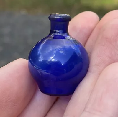 Vintage Hand-Blown Cobalt Blue Glass Dollhouse Miniature Bottle Vase Perfume • $25