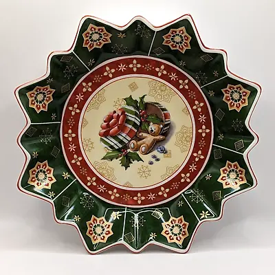 Villeroy & Boch Toy's Fantasy Teddy Bear Large Bowl Ruffled Edge Christmas Noel • $23.95