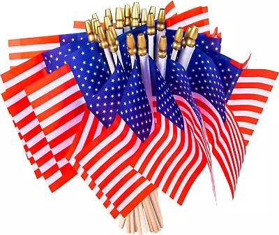 40 Pack Small American Flags On Stick 4*6 Inch Mini American Flags For 4Th Of Ju • $16.87