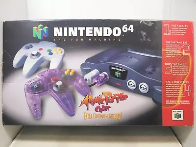 Empty Console Box For Nintendo 64 N64 Atomic Purple Bundle -  Authentic • $64