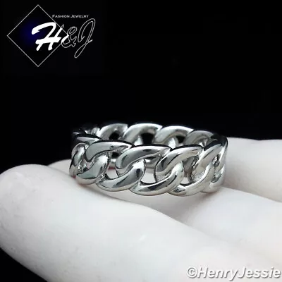 MEN WOMEN Stainless Steel 7mm Silver Cuban Curb Link Ring Size 6-12*R132 • $14.99