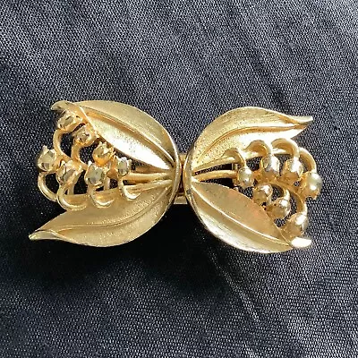 Vintage Mimi Di N Gold Tone Double Lily Of The Valley Belt Buckle Signed 1981 • $26