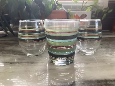 $28 • Buy Fiestaware 2 Drink Glasses Cups Fiesta Stripes Sage Slate Rare Stemless EUC