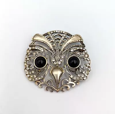 MMA Metropolitan Museum Of Art Sterling Silver 925 Onyx Rhinestones Owl Brooch • $82