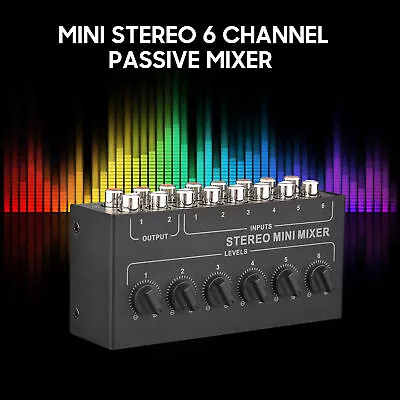 6 Channels Mini Stereo Passive Mixer RCA Audio Mixer 6 In 2 Out Distributor Q6B2 • $17.79