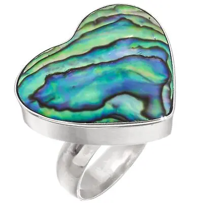 925 Silver Heart New Zealand Paua Abalone Shell Sterling Silver Sz 7 Ring • $27.95