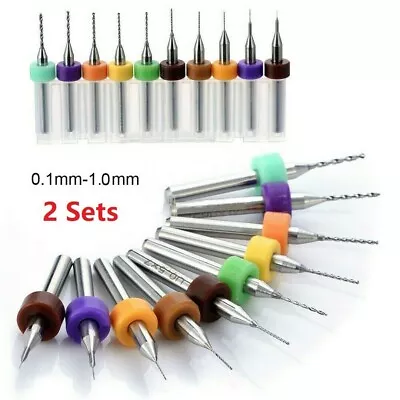 20pcs 0.1mm-1.0mm PCB CNC Print Circuit Board Carbide Micro Drill Bits Set Tool • $9.48