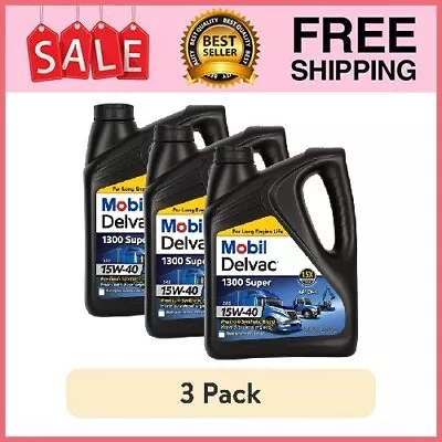 3 Pack Mobil Delvac 1300 Super Heavy Duty Synthetic Blend Diesel Engine Oil 15W- • $39.80