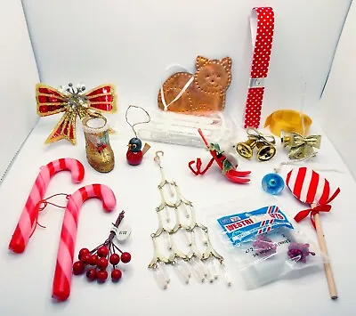 Vintage Christmas Ornaments Decorations Assorted Lot Of 17 From 1960s - 1980s • $21.24