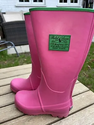 BNWT GORGEOUS Polo Ralph Lauren WELLY Boots Wellies Size 2uk Eur 33 Pink New • £25.99