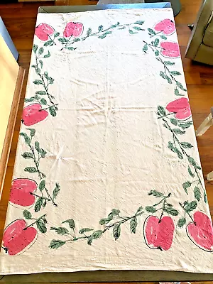 Vera Neumann Vintage Tablecloth Red Apples  68X99  Rectangular Signed • $34