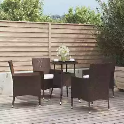 Garden Bistro Set With Cushions Outdoor Dining Set Bar Set Poly Rattan VidaXL • £323.99