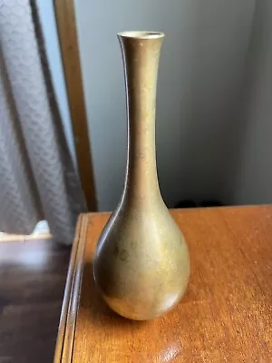 Vintage Toyo MCM Dappled Metallic Metal Bud Vase 6.5  Mid Century Modern • $20