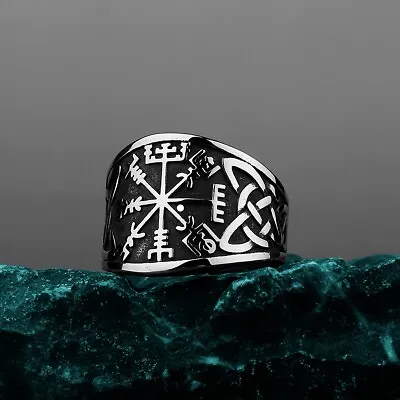 Men's Fashion Ring Viking Simple Celtic Compass Design Stainless Steel • $12.95