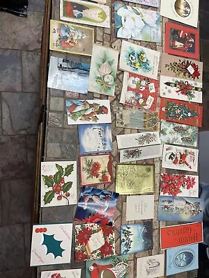 Vintage Huge  Lot Used Birthday Cards Mixed Very Nice Rare Christmas • $18