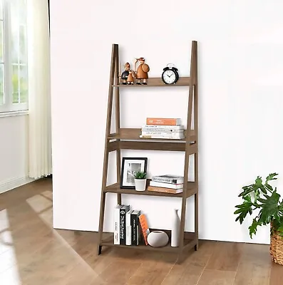 Modena 4 Tier Wooden Ladder Storage Rack Display Stand Shelving Unit Bedroom • £39.99
