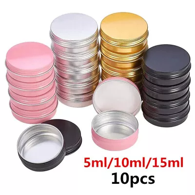 10pcs Aluminium Storage Tin Jar Small Round Stash Pot Lip Balm Cosmetic Box • £5.03