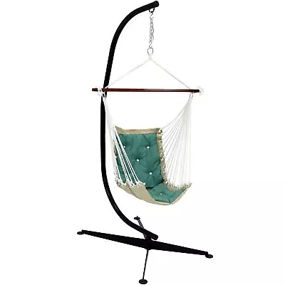 Polyester Victorian Hammock Chair With Steel C-Stand – Sea Grass By Sunnydaze • $209