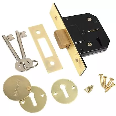 MORTICE DEAD LOCK 63mm Brass Nickel Door Internal External Security Latch 2 Keys • £10