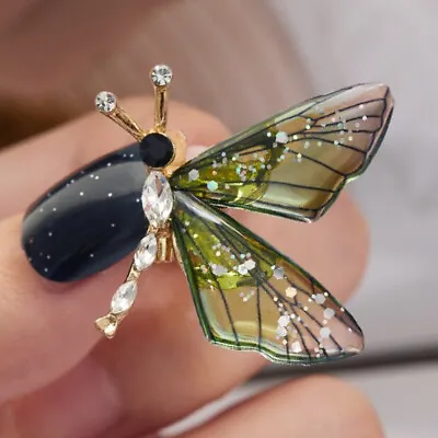 Fashion Dragonfly Wings Zircon Acrylic Insect Brooch Pin Corsage Women Jewelry • $1.77