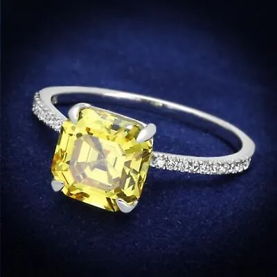 925 Sterling Silver Ring With Cubic In Yellow CyrstalJewelry For WomenSize 7 • £44.70