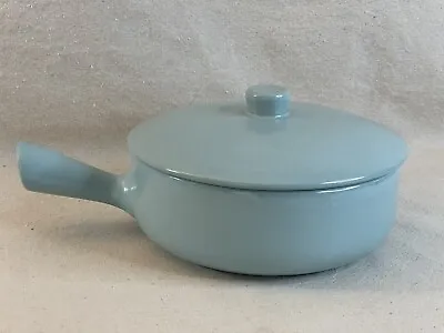 Vintage La Solana Solanaware Pottery Handled Bean Bowl Lid Blue Casserole Pot • $29