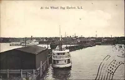 Sag Harbor Long Island New York NY Steamer Ferry Boat C1910 Vintage Postcard • $14.79