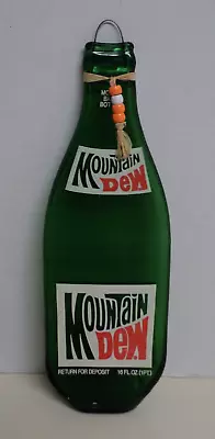 Flat Mountain Dew Bottle Wall Art Handmade 1970s Green Glass AUCT#10961 • $29.95