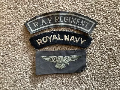 3 Military Shoulder Patches (Badges)  - RAF REGT. ROYAL NAVY. I UNKNOWN • £9.99