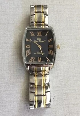 Mark Neimer Two Tone Men's Rectangle Luxury Watch Black Dial Roman Number Hours! • $22.50