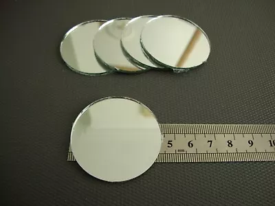 5 # Silver Mirror Glass Round Shaped Approx 4.5 Cm For Embroidery. • £5.50