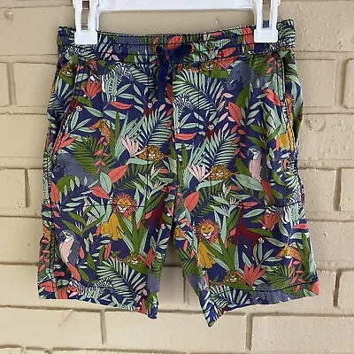 Mini Boden Jungle Safari Animal Print Pull-On Cotton Shorts Multicolor Size 8Y • $14.99