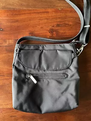 TRAVELON Crossbody Handbag Travel Bag RFID Theft Slash Protection Black • $19.95