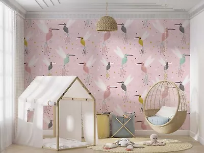 3D Cartoon Animal Pink Bird Wallpaper Wall Murals Removable Wallpaper 40 • $26.10