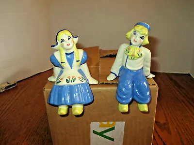 VINTAGE CERAMIC ARTS STUDIO  DUTCH BOY & GIRL SHELF SITTERS ~ Hand Painted ~ EUC • $19.95