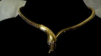 COLLECTIBLE ANTIQUE 9ct Gold Ruby Eyes SNAKE/SERPENT 16  Choker/Necklace BOXED** • £2950