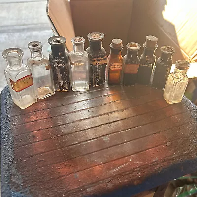 Lot Of Vtg Apothecary Pharmacy Lab Medicine Jars Bottles (10 Bottles) Lot #A5 • $10