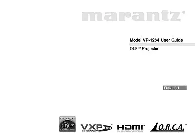 Marantz VP12S4 DLP Projector Owners Manual • $21.99